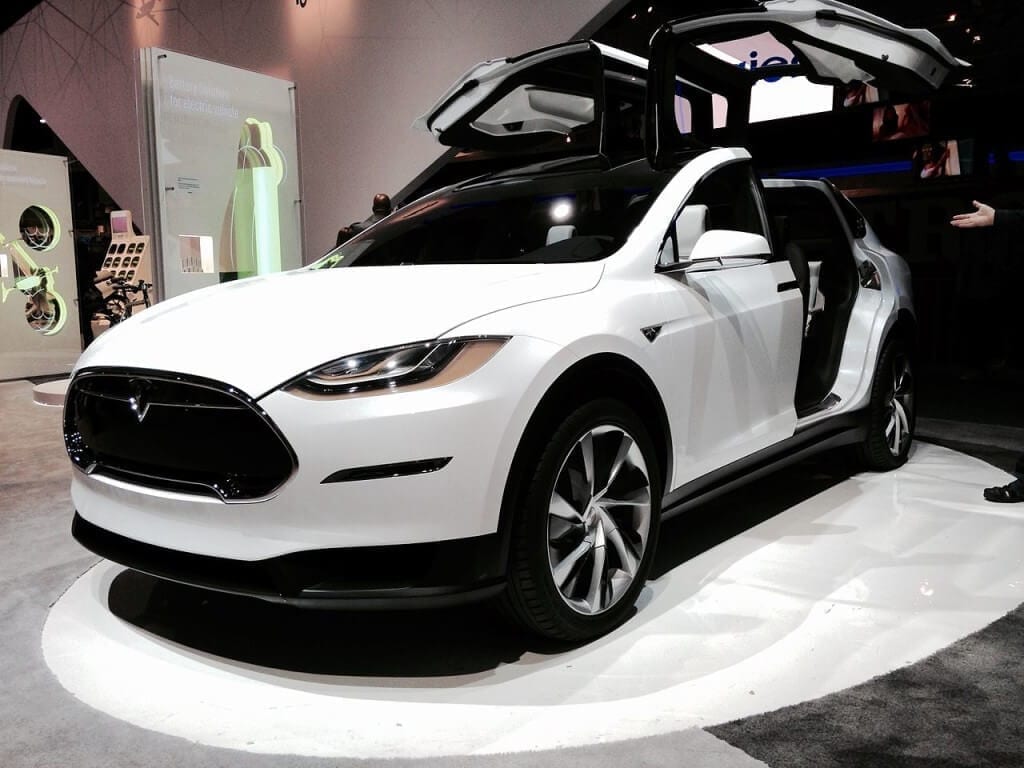 2016 Tesla Model X With Wings Up