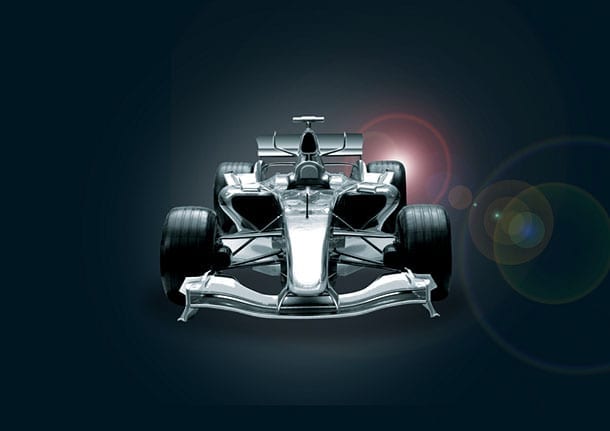 Formula 1 car on black background