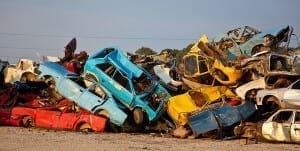 Cars in a scrapyard