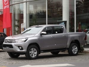 Silver 2016 Toyota Hilux 2.8 TD Crew Cab 4x4 outside Toyota Dealership